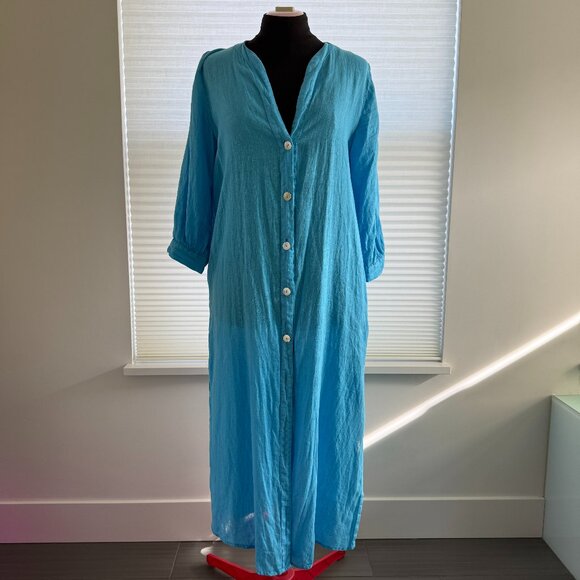 Zara Dresses & Skirts - ZARA 100% Linen Button-Front Midi Dress – Size S